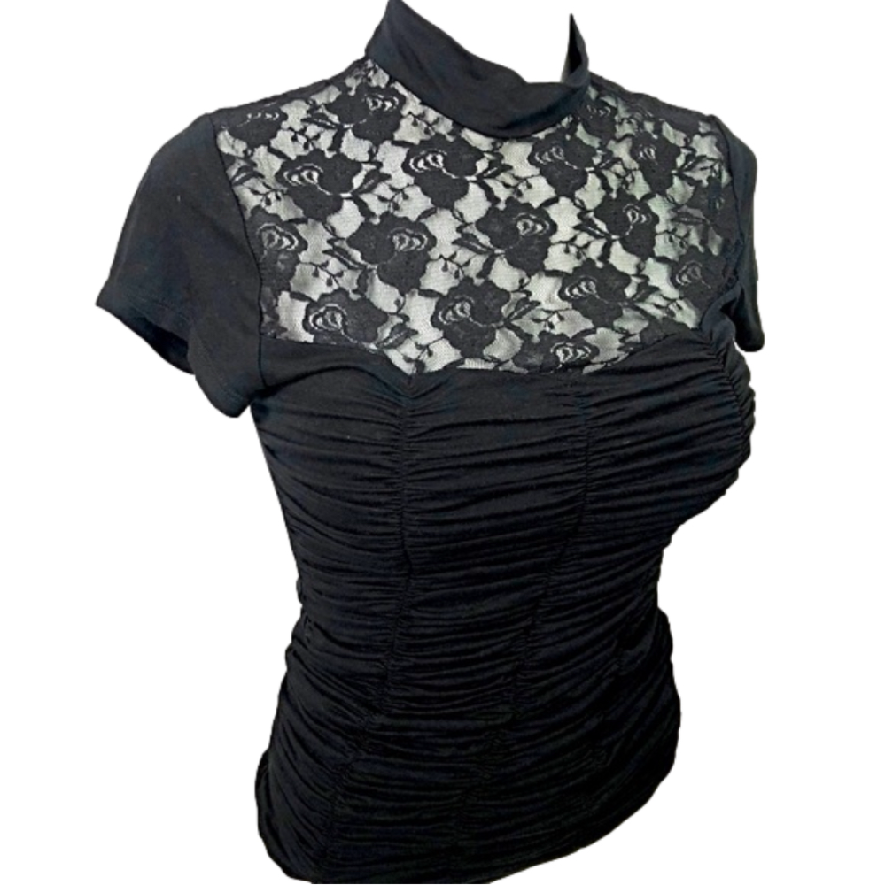 XXI - Stretchy Lacey Black Top (Made in USA)(Read)
